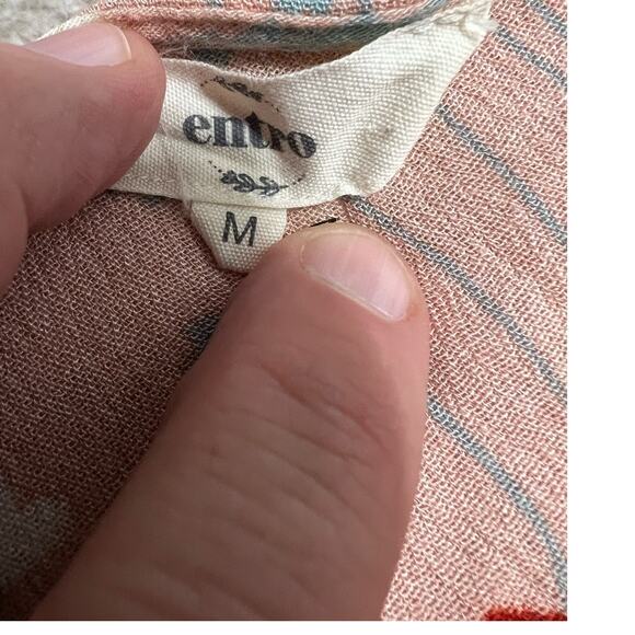 Entro Pink and Red Floral Print Ruffle Hem V-Neck Babydoll Dress, Size M - Picture 5 of 7